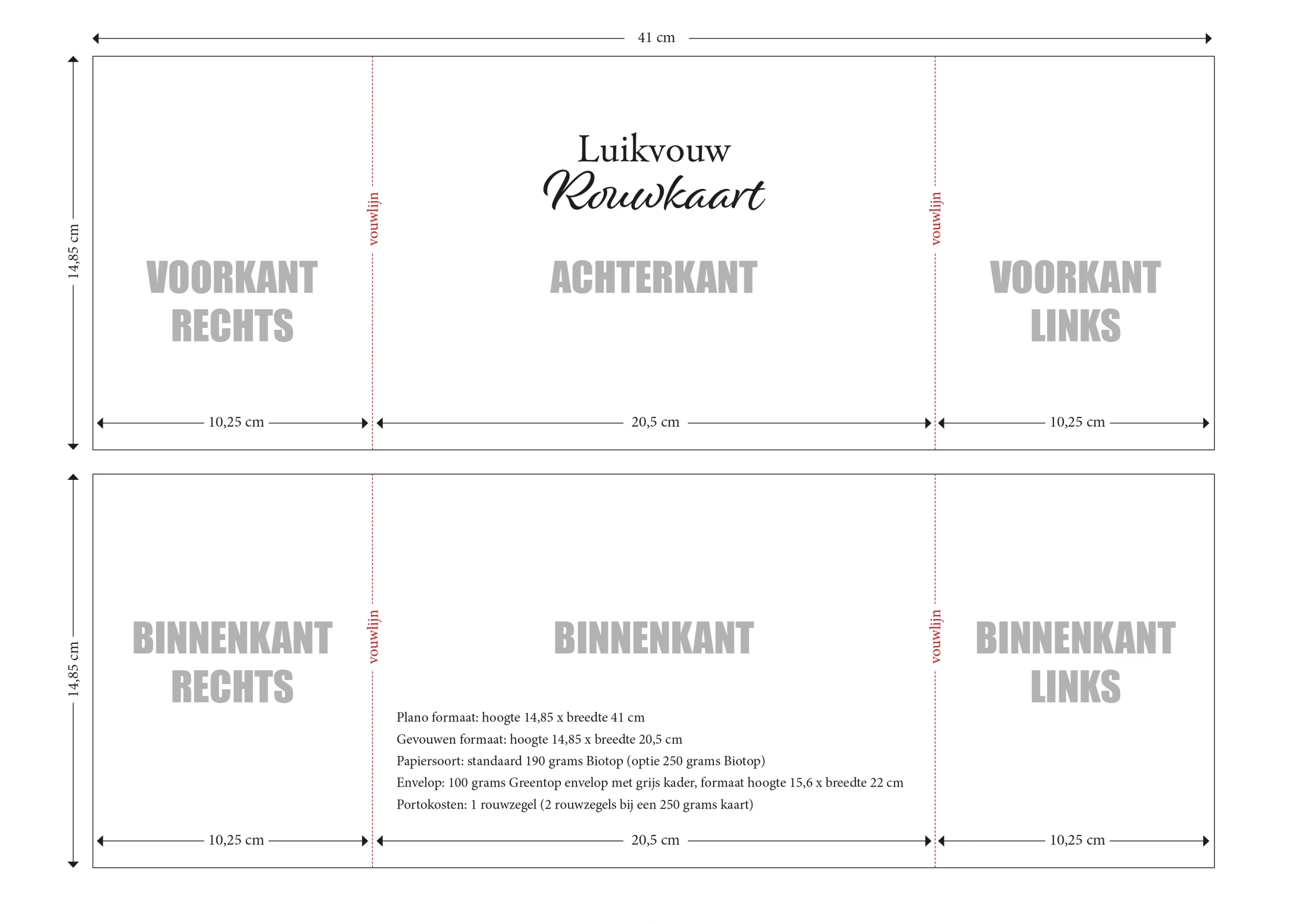 Rouwkaarten luikvouw specificaties