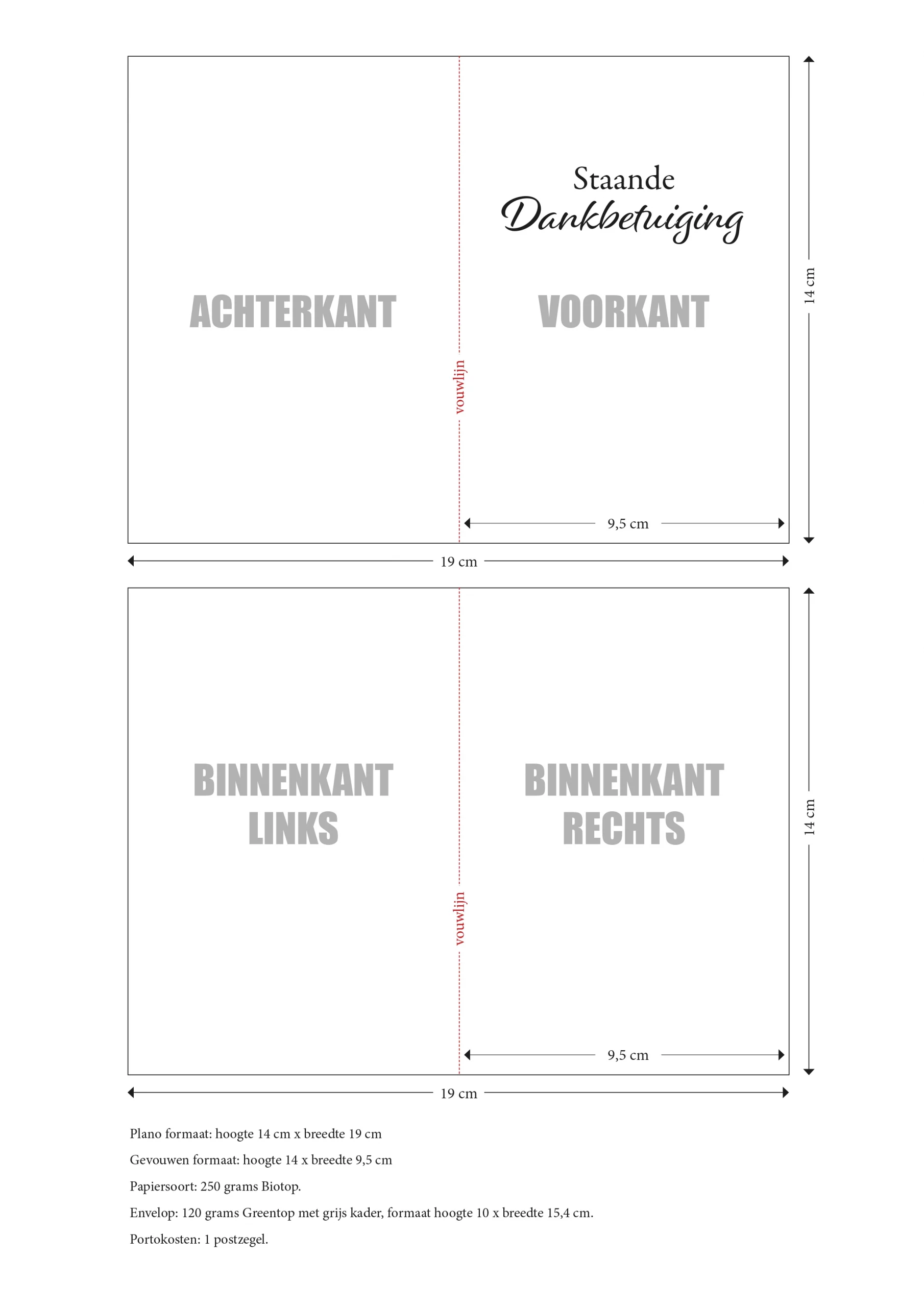 Dankbetuiging staand specificaties